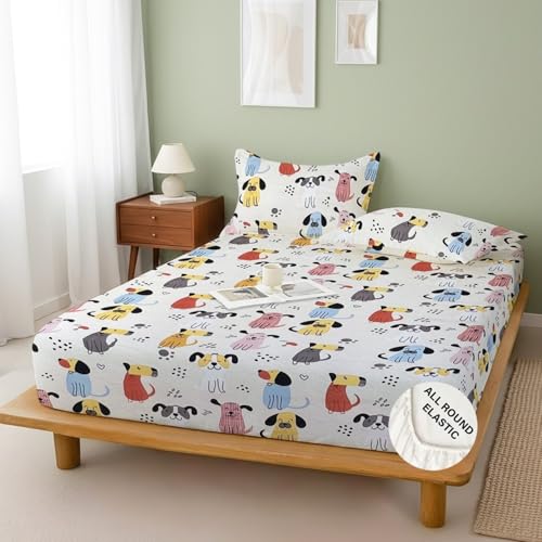 Image of Weave & Decor Printed Kids Bedsheets for King Size Bed 72x78x8 Inches, with 2 Pillow Covers 20x30 Inches for Longer Double Mattresses