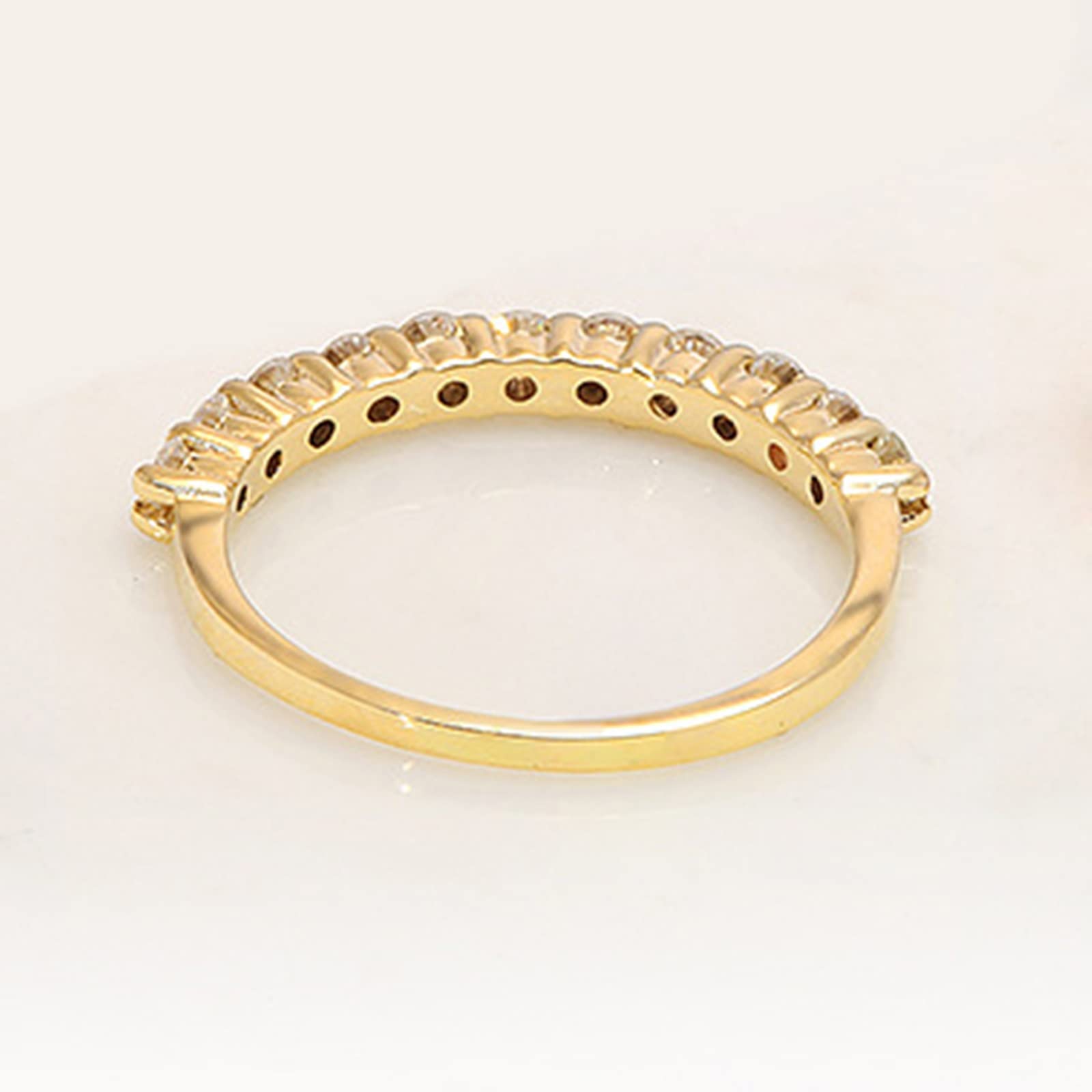 Epinki Anillos para Mujer, Anillo Oro 14K/18K Apilable Moissanita 0.03ct Anillos Joyeria