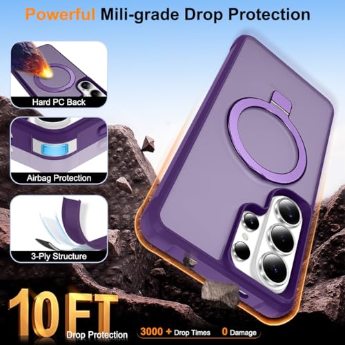 CHAOFEnG Magnetic Compatible with Samsung Galaxy S26 Ultra Case with Stand [Military Grade Drop][Compatible with Magnet] Ring Holder Translucent Slim Hard Back Soft Edge, Purple by CHAOFEnG - Used condition - Image 2