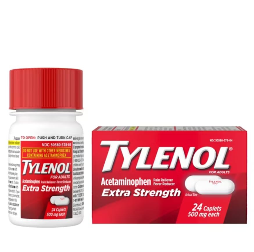 Tylenol Extra Strength Pain Reliever, 24 Caplets Pack of 3