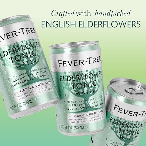 Fever-Tree Elderflower Tonic Water - Premium Quality Mixer - Refreshing Beverage for Cocktails & Mocktails. Naturally Sourced Ingredients, No Artificial Sweeteners or Colors - 5.1 Fl Oz Cans - Pack of 8