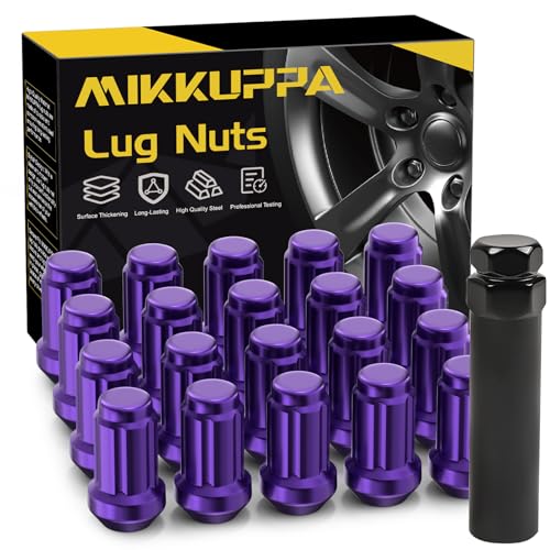 Image of MIKKUPPA M12x1.5 Wheel Lug Nuts, Purple 20pcs Closed End Spline Lug Nuts