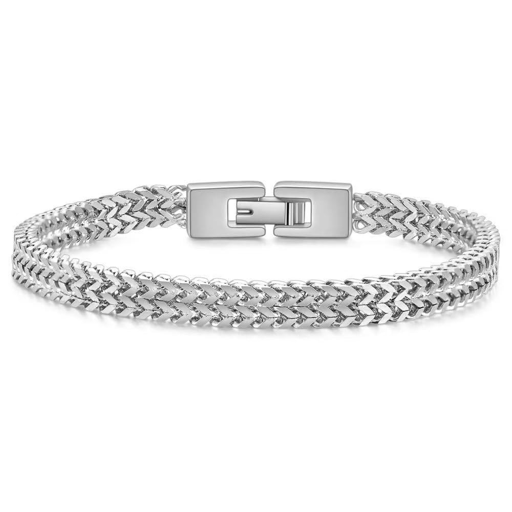 JSNOM Bracciale Uomo Acciaio Argento: Bracciali Nero Oro Acciao Inossidabile, Gioielli Regalo Braccialetto per Natale San Valentino Compleanno per Lui Uomo