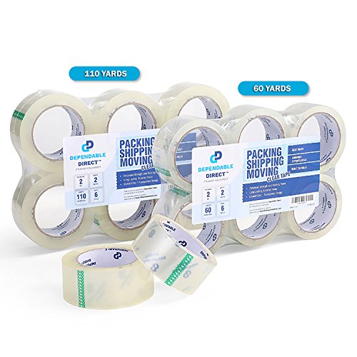 image for Dependable Direct Industrial Grade Clear Packing Tape (6 Rolls) - 110 