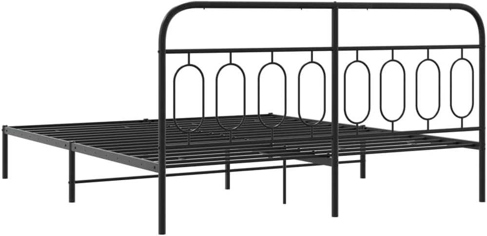 Bed Frame Black Steel Full Platform Frame with Slatted Foundation Heavy-Duty Durable Modern Minimalist Design for Bedroom Mattress Support and Storage