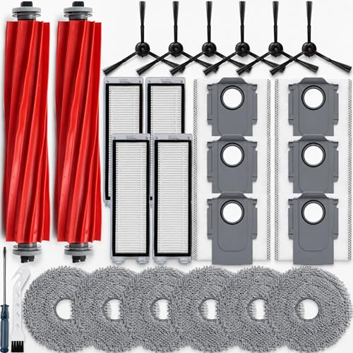 Bluearks Roborock Qrevo�p�������i26�y��1����̂ݑΉ��z | �y����Qrevo���f���ɂ͎g�p�ł��܂���z���C���u���V2�{�AHEPA�t�B���^�[4�A���b�v�p�b�h6�A�T�C�h�u���V6�A�|���@�o�b�O6�B