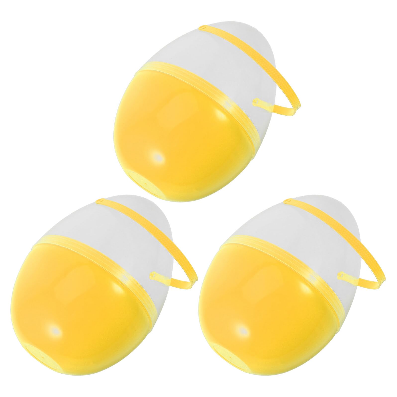 Lot de 3 Œufs de Pâques Géants en Plastique Jaune 25 Cm à Ouvrir avec Poignée Œufs à Remplir et Décoration Festive de Pâques