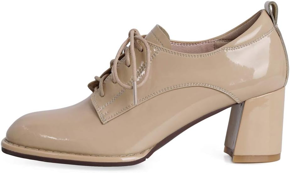 TinaCus Women's Glossy Patent Leather Handmade Round Toe Selftie Mid Chunky Heels Casual Oxford Shoes - Image 2