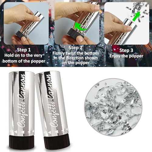 Image of Party Confetti for Wedding Birthday Graduation Baby Shower Anniversary Christmas New Year's Kids Fun Party Supplies Decorations and Favors (Silver 2)