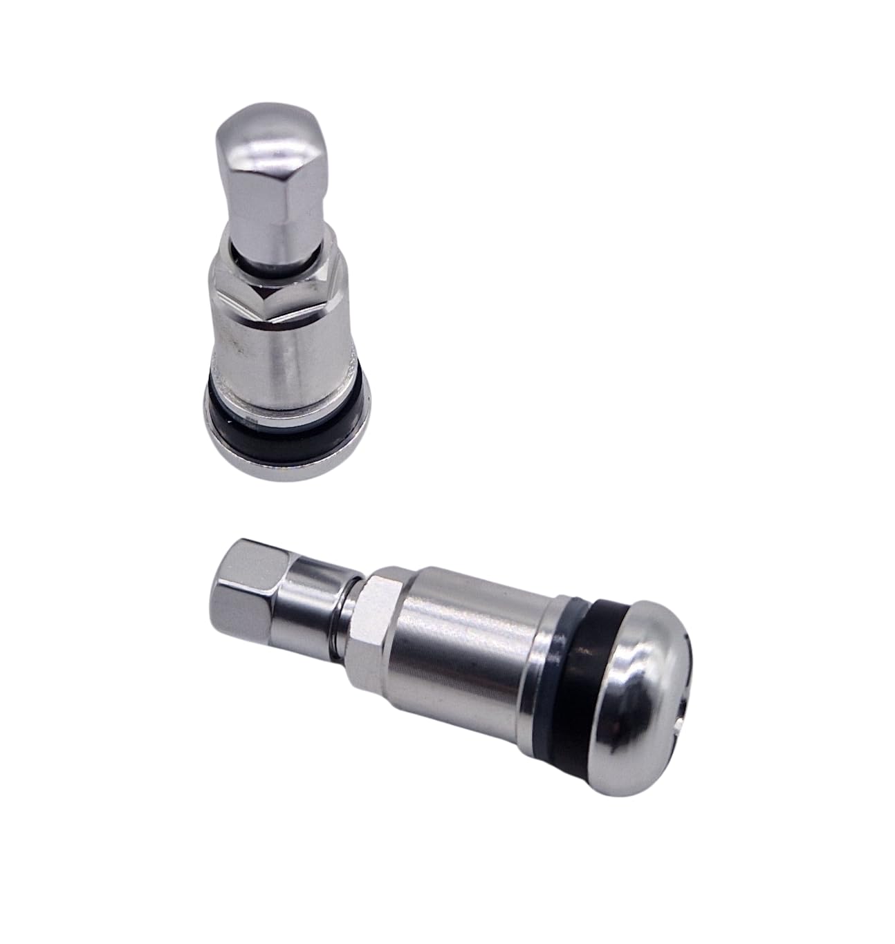 Set di 4 valvole in metallo, 11,3 mm, con valvola a saracinesca in alluminio, colore: argento