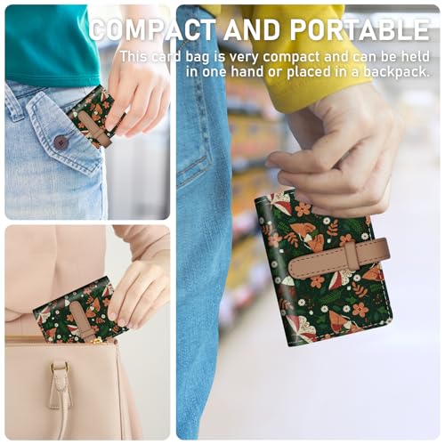 PU Leather Credit Card Holder for Women, Small RFID Wallet Slim 26 Pockets Leather Card Organizer Case with Sturdy Button Colorful Patterns4