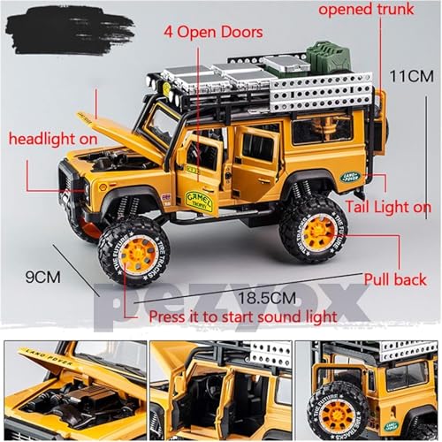 Image of 1:28 Scale Die-Cast Metal Camel Trophy Defender with 6 Openable Doors,Music,Lights & Pull Back Action (Red)