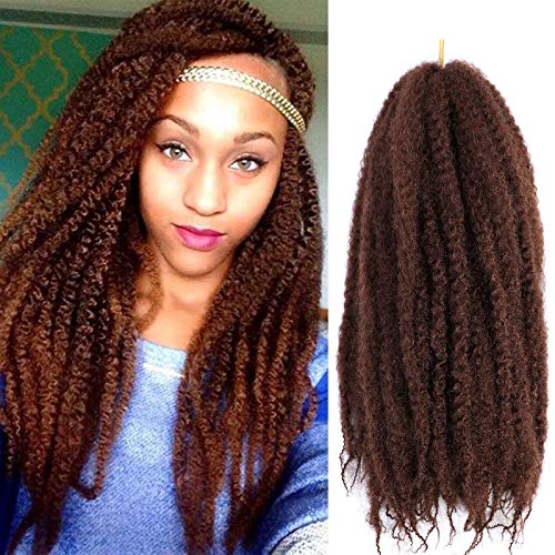 4 Packs Marley Hair 18 Inch Long Afro kinky Curly Marley braiding for Twists hair Extension Synthetic Fiber Marley Braid Crochet Hair (18 Inch, 33#)