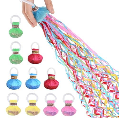 Lot de 10 serpentins à lancer, bombe, serpentins à la main, pour fête et nouvel an, pour anniversaire, mariage, Noël, carnaval, remise de diplôme