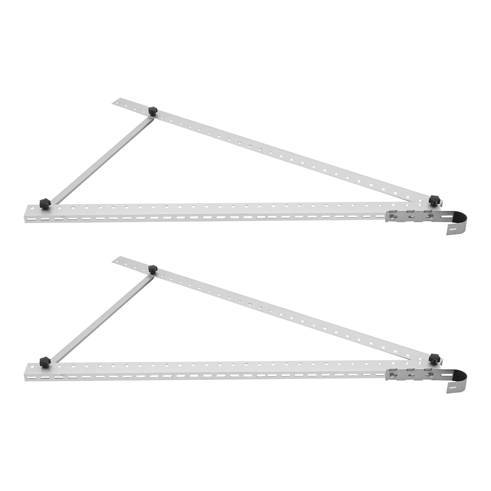 Soporte de montaje para panel solar, aluminio y acero inoxidable, plata, ángulo de inclinación de 0-90°, juego de 2 para propietarios solares y clientes respetuosos con el medio ambiente
