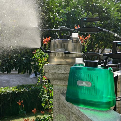 8L Batteriebetriebener Gartensprüher, 2000 MAh Wiederaufladbarer Elektrischer Sprüher Zum Gießen von Blumen, Sterilisator, Autoreinigung (Green)
