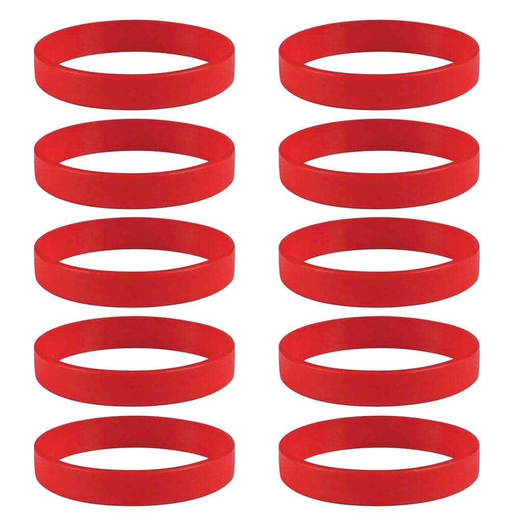 10 Pieces/Pack Blank Silicone Wristbands Fashion Rubber Bracelet Red-image-11