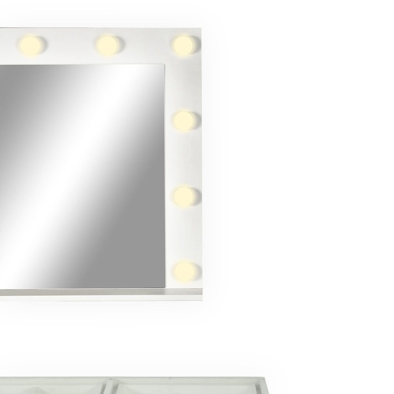 Menzzo Coiffeuse Probeauty 120 cm avec Miroir LED Lumineux – 13 tiroirs – Plateau en Verre – Table de Maquillage Design Moderne avec Grand Rangement – Meuble Coiffeuse Blanc