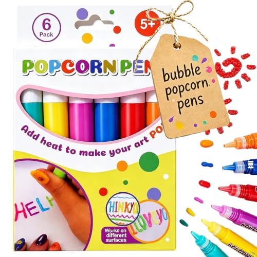Rotuladores efecto palomitaPopcorn Pens: rotuladores 3D para manualidades sobre diversas superficies; tinta mágica que se infla al calentar, ideal para tarjetas de cumpleaños y proyectos (6pcs)