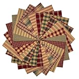 40 Rustic Christmas Charm Pack, 6 inch Precut Cotton Homespun Red Green Fabric Squares by JCS