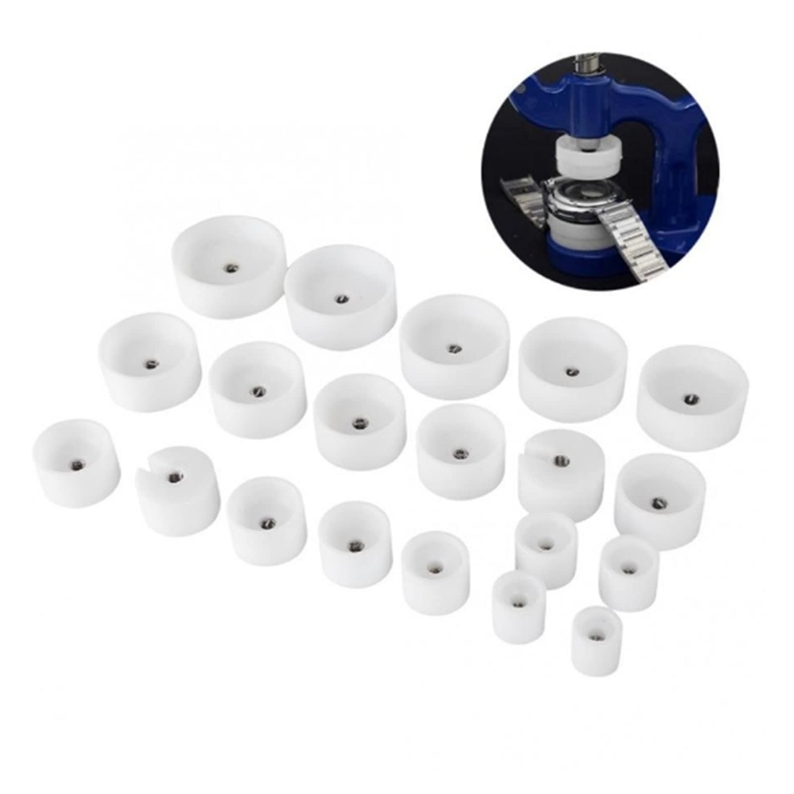 Kit d'outils de réparation de Montres, 20 pièces, Matrices de Machine de capsulage de Montres, presseur de Couvercle arrière de Montre de Haute qualité, Accessoire de Machine de pr