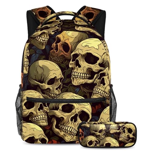 Sac d'école Skull 66 grand volume et sa trousse à crayons haute résistance