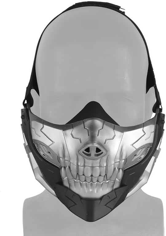 Tactical Half Face Halloween Cosplay Skull Mask Airsoft Shooting Sports Face Protection Gear