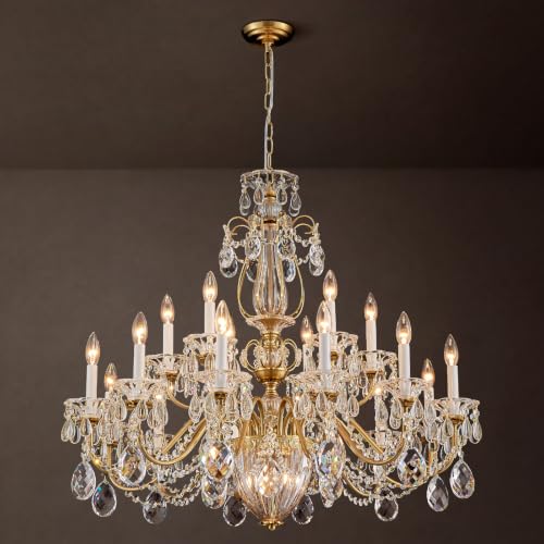 Vintage Crystal Chandelier 18-Lights for High Ceilings