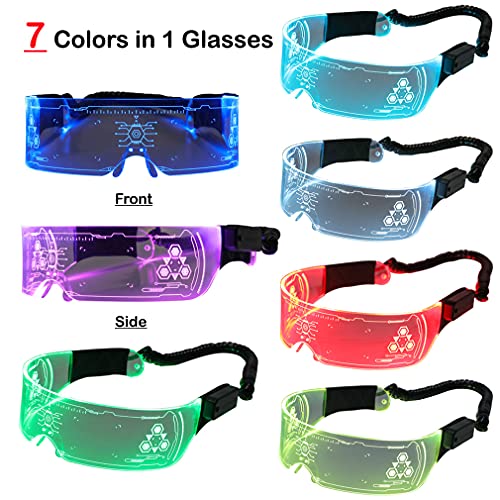Futuristic LED Visor Glasses USB Rechargeable 7 Colors 4 Modes Light Up Flashing Glasses Monoblock Shield For Party2