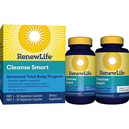Renew Life Adult Cleanse - Cleanse Smart - 2-Part, 30-Day Program - Gluten & Soy Free - 120 Vegetarian Capsules
