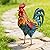 Shorayn Metal Rooster Statues Outdoor Garden Decor Metal Chicken Sculptures & Statues Chicken Ornaments Yard Art for Backyard Patio Lawn Decorations