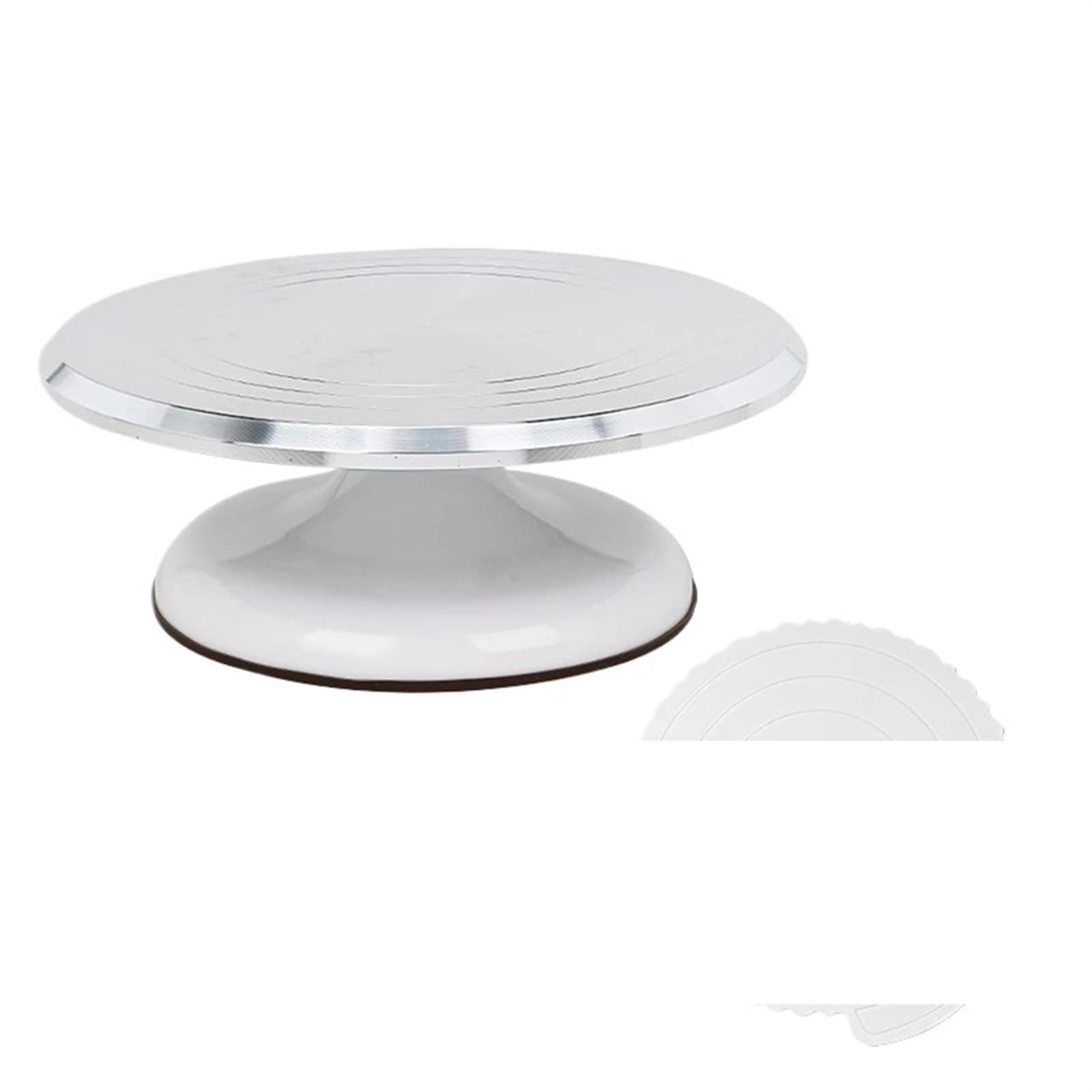 Base Giratoria Tartas Juego de Plato Giratorio de aleación de Aluminio de 10 Pulgadas y 360°, Herramienta for Hacer Pasteles, Soporte for Hornear, Plataforma giratoria(White- Set)