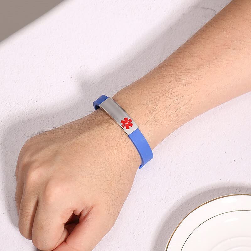 Medical Alert Bracelet Personalized Silicone Wristbands -Free Engraving Medical Alert ID Women Men Bracelet Silicone Wristband4