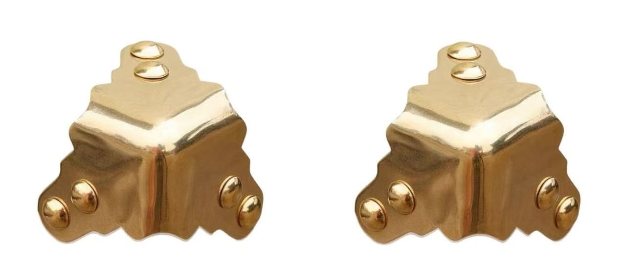 2Pcs Vintage Brass Corner Protectors, Antique Hardware for Desk Edge, Wooden Jewelry Box, Cabinet(Gold)