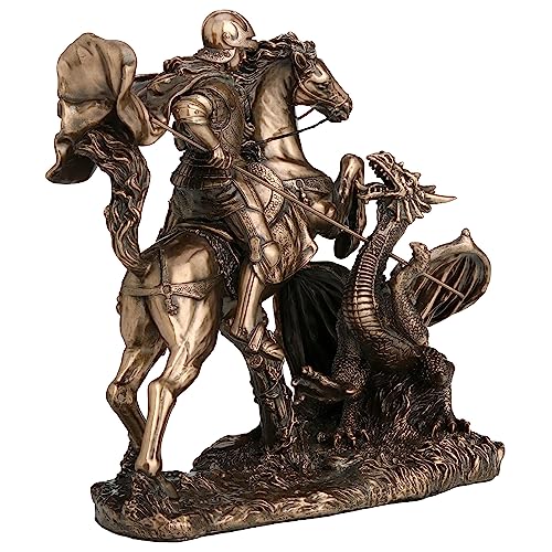 Estatua de San Jorge matadragones acabado bronce 6.25 pulg miniatura 3