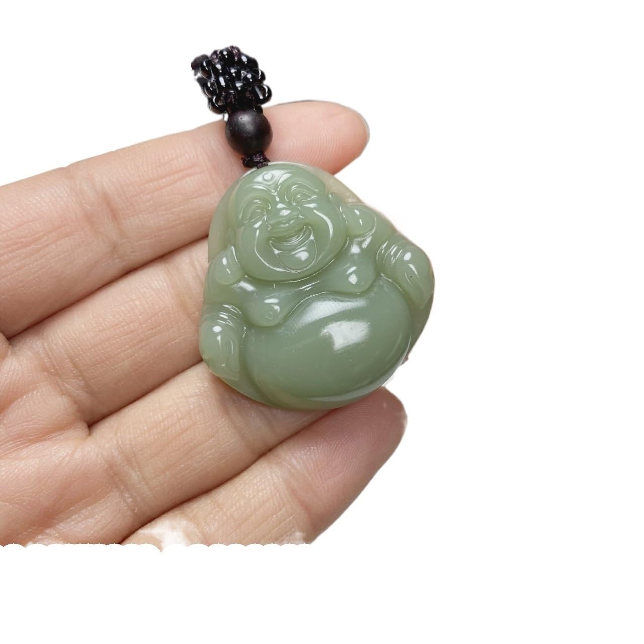 HXSCOO Chinese Natural White Jade Buddha Pendant Female Topaz Maitreya Buddha Laughing Buddha Necklace Customized Personality Jewelry (Color : A)
