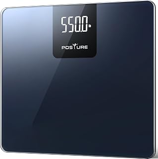 Posture 550lb Digital Bathroom Scale - High Precision, Extra Wide 8mm Tempered Glass Platform, Large LED Display