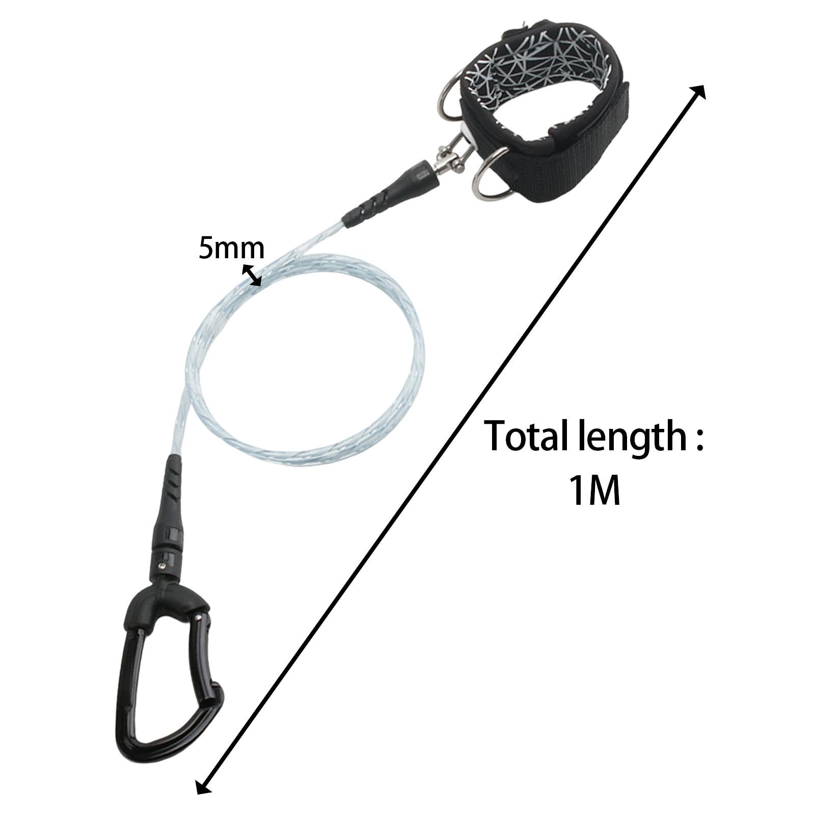 Freediving Lanyard Professionelles Tauchseil mit Karabiner Verstellbare Sicherungsleine für Handgelenk aus Polyurethan für Unterwassersport