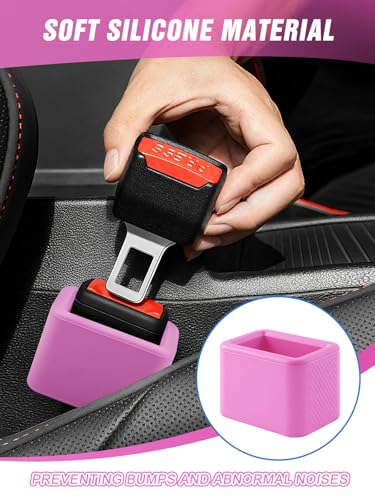 Image of 2 PCS Seat Belt Buckle Holder, Silicone Seatbelt Buckle Booster to Makes Receptacle Stand Upright for Easy Access (Pink)
