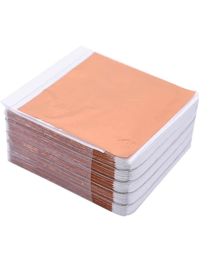 100 Piece Rose Gold Leaf Sheets.Metallic Foil Sheets, Copper Leaf Foils are Suitable for Art,Painting,Crafts,Gilding,Furniture,Decoration,Frames.3.15×3.35 inche