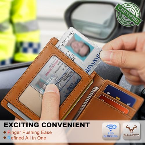 Image of BULLIANT Slim Wallet For Men 12Cards,Magnetic Flip Build-in Money Clip Airtag Compatible-RFID Blocking