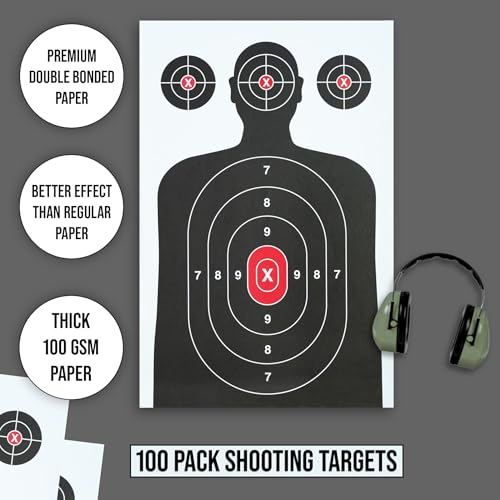 Image of 50 Pack Paper Shooting Target for Gun Range, Target Practice- (Industry Standard Size 17 X 25 inch) Silhouette Paper for Handguns, Rifles, Pistols, Airguns, BB Gun, Pellet Gun, Crossbow, Arrow