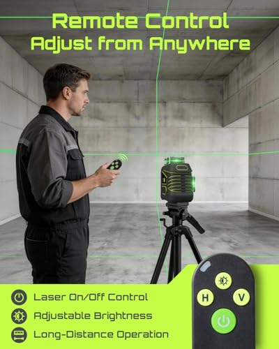 Image of LASGOO 3DX-C Green Laser Level with LCD Screen, Remote & Stand