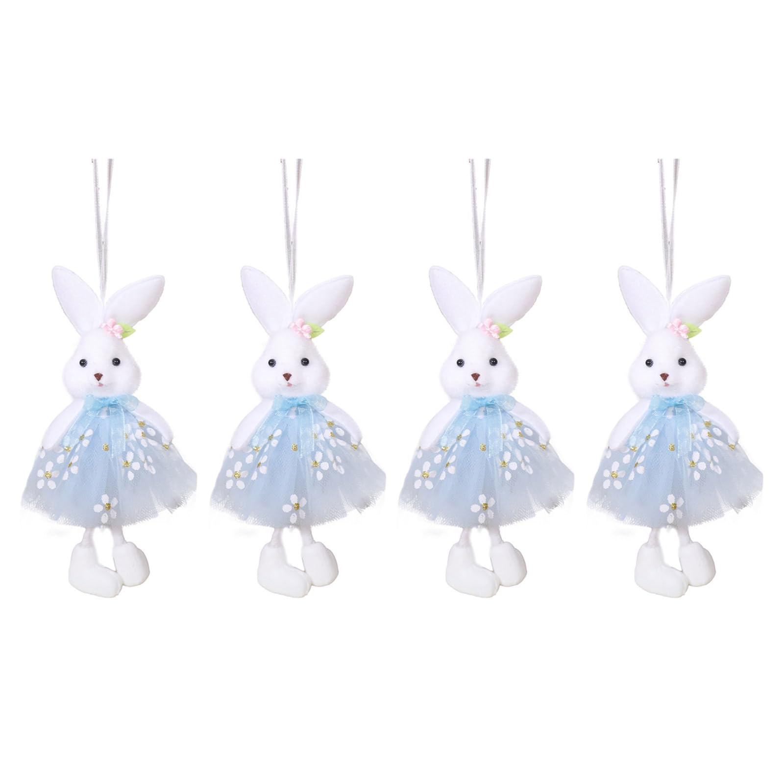 Msioytog Blue 4Pcs Holiday Bunnies Hanging Ornaments Loves Dress Bunnies Figurines Toy For Home And Decoration Holiday Ornaments