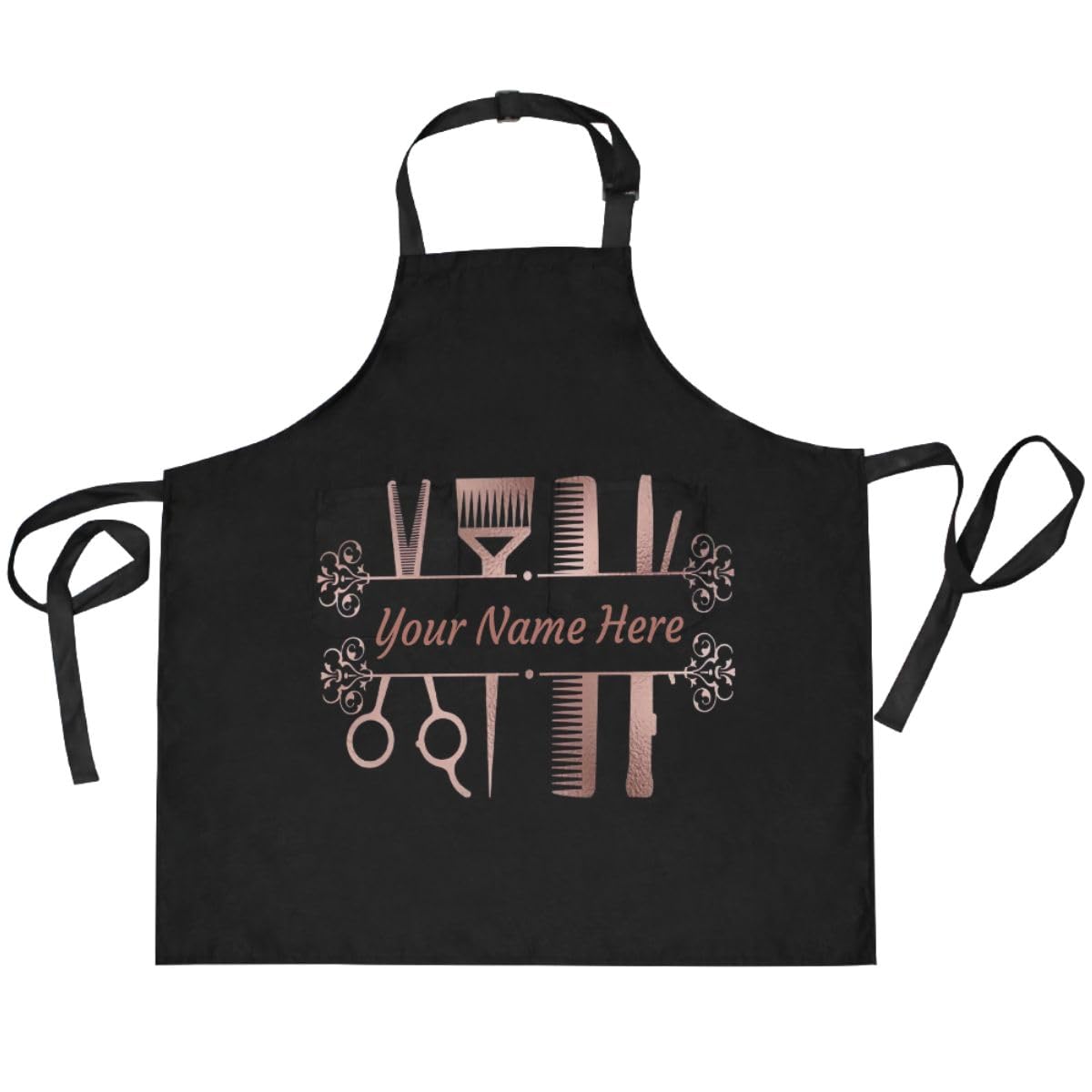 CHIFIGNO Custom Rose Gold Hair Stylist Aprons Unisex Hair Dresser Smock Adjustable Hairdresser Apron Personalized Hair Stylist with 2 Pockets