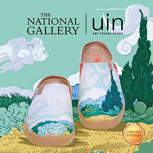 UIN Women's The National Gallery Collaborative Collection Art Painted Slip On Mules Slippers Malaga Van Gogh Wheatfield with Cypresses (10.5)2