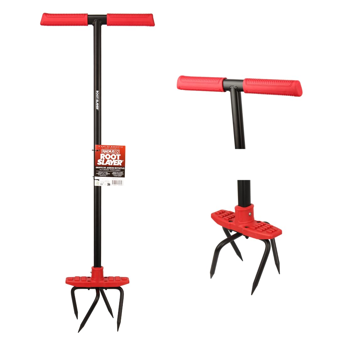 VENTEO - Arrache Racine RootSlayer | Griffe de Jardin Rotative | Tête en Acier Trempé | Aère, Ameublit et Travaille la Terre | Outil de Jardinage pour Potager, Massifs, Plantation et Entretien du Sol