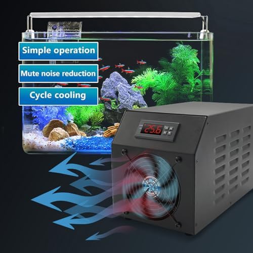 Aquarium Water Chiller - 1/4 HP Cooling System with Pump and Hose, Low Noise, Fast Heat Dissipation for Hydroponics, Ideal for Fish and Shrimp