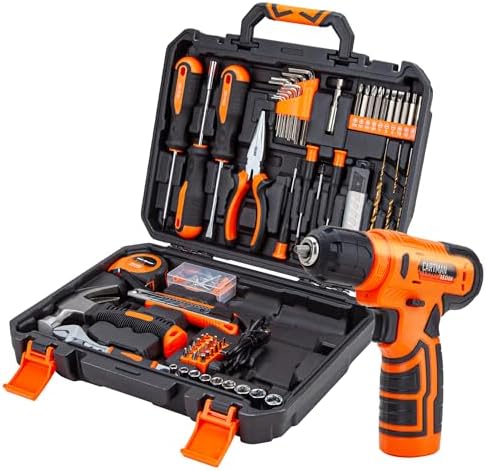 CARTMAN 150-Piece Household Tool Set with 8V Cordless Drill Drive...