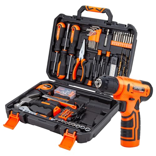CARTMAN 150-Piece Household Tool Set with 8V Cordless Drill Driver Kit